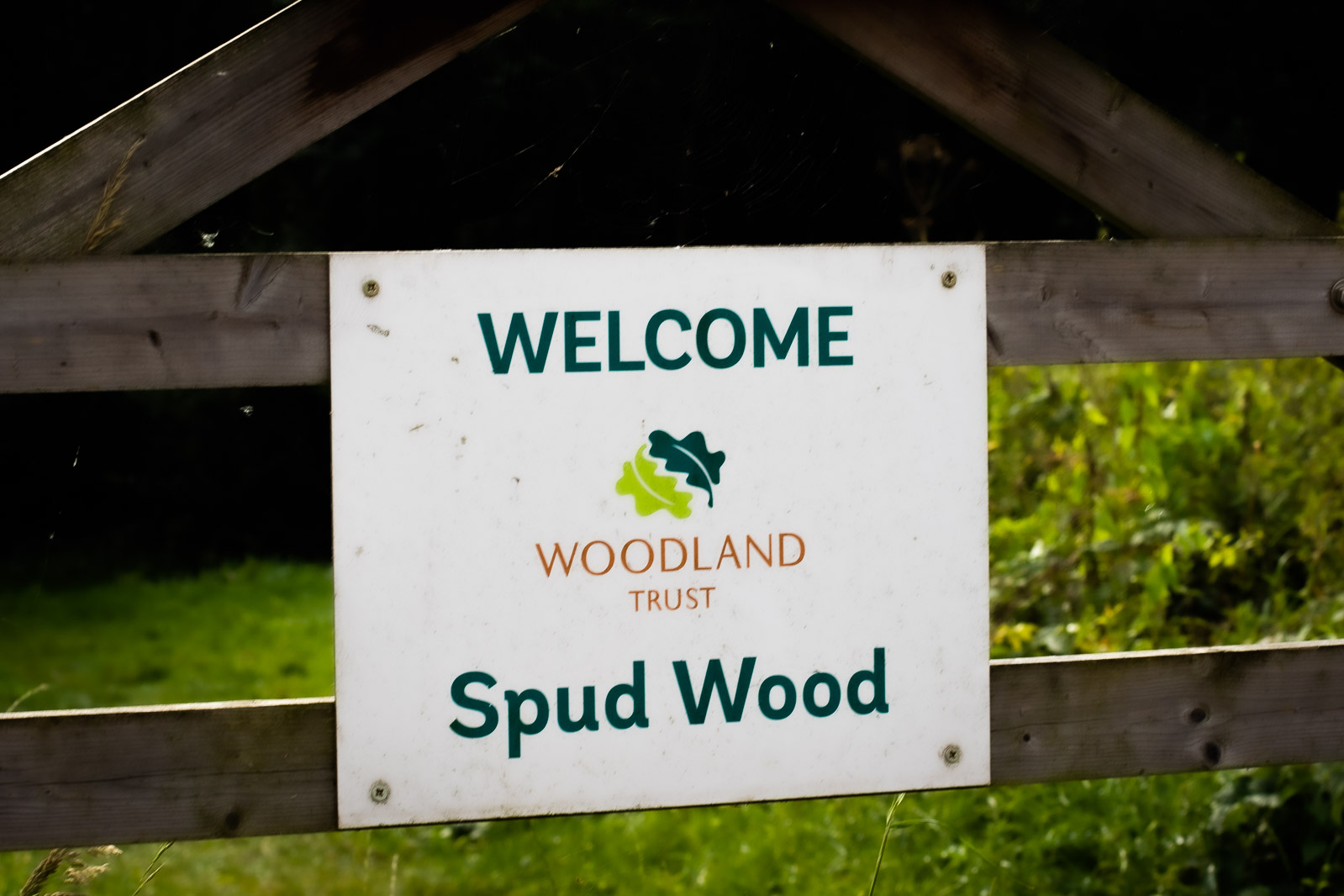 Spud Wood entrance sign